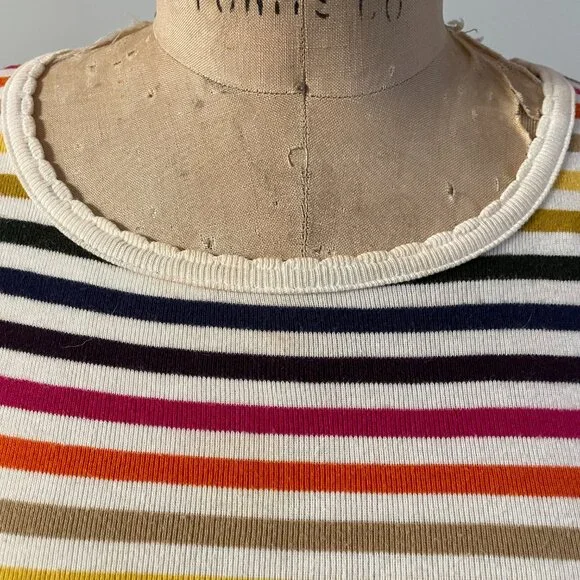 90s Sonia Rykiel Rainbow Stripe Rhinestone Babydoll T-shirt Crewneck Medium - Picture 3 of 15